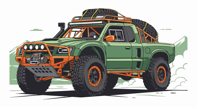 Colorful off road truck illustration adventure vehicle