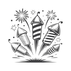 Festive firework rockets exploding with light and sparks fireworks celebration