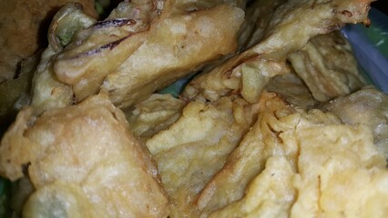 Close up shot of delicious fried food. Fried food is a typical Indonesian food. You can find fried food sellers on the side of the road in every city in Indonesia.