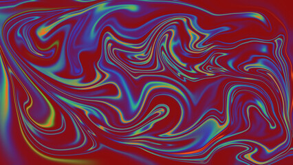 Red Abstract Fluid Pattern with Blue and Yellow Swirls