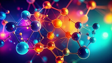 Colorful molecular structure illustration - Powered by Adobe