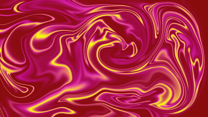 Fototapeta premium Red and yellow liquid marble abstract background with swirls