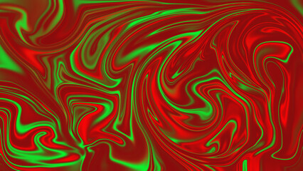 Fototapeta premium Red and green liquid marble abstract background with swirls