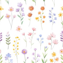 Pastel Watercolor Floral Seamless Pattern