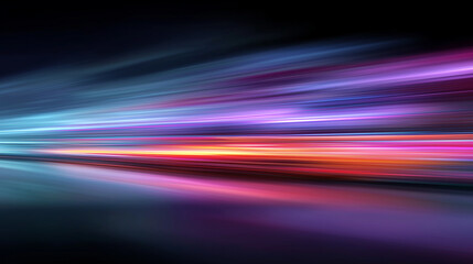 Naklejka premium Abstract neon lines in motion, creating the effect of speed and dynamics in blue-violet-pink tones. 