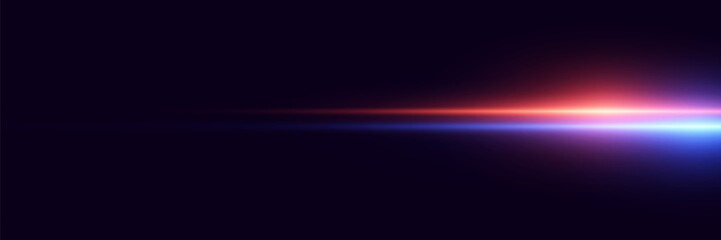 Fototapeta premium Abstract neon glare horizontal splash of blue and red light.