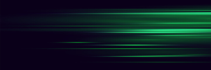 Neon green light lines with speed motion effect.