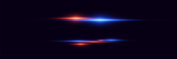 Abstract light lines of blue and red effect.