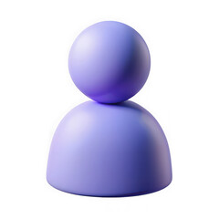 Simple 3d illustration of a generic person icon with a rounded head and body in a soft purple hue isolated on transparent background