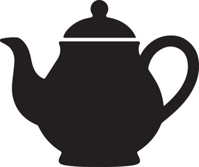 Silhouette of a tea pot, symbolizing hot beverage, brewing, relaxation, comfort, and traditional tea culture.