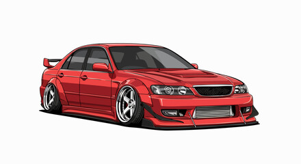 Fototapeta premium Red car illustration sedan graphic design