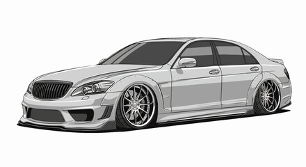 Fototapeta premium Gray sedan car illustration design