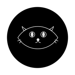 black and white illustration of cat icon