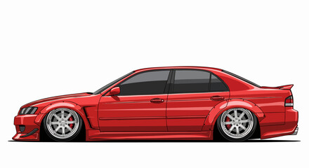 Fototapeta premium Red sedan car illustration