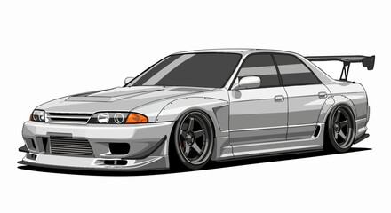 Stylized silver car illustration