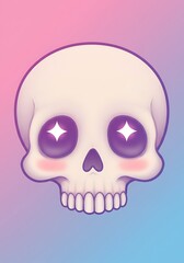 Cute skull with star eyes on pink