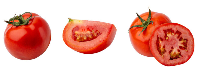 fresh red tomatoes, whole and sliced.