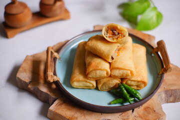 fried spring rolls on a plate 