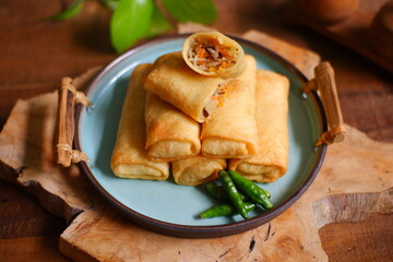 fried spring rolls on a plate 