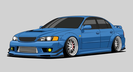 Blue sedan car illustration graphic design