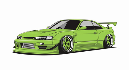 Fototapeta premium Lime green sports car illustration