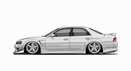 Obraz premium Light gray car side view illustration