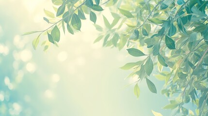 Vibrant Green Leaves Nature Background, Soothing Decorative Texture with Soft Light for Design and Wallpaper