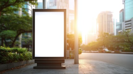 Blank Billboard on City Street Mockup for Advertising Campaign, Urban Setting with Space for Text