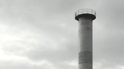 Gray industrial tower against cloudy sky