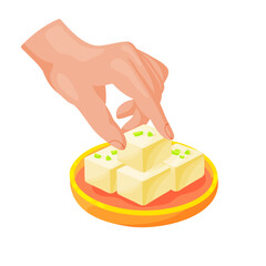 Illustration of Hand Taking Burfi Indian Sweet