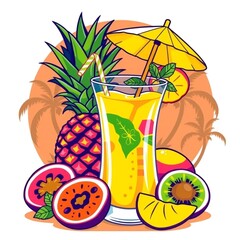 cocktail with pineapple and lime