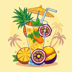 cocktail with lemon and lime
