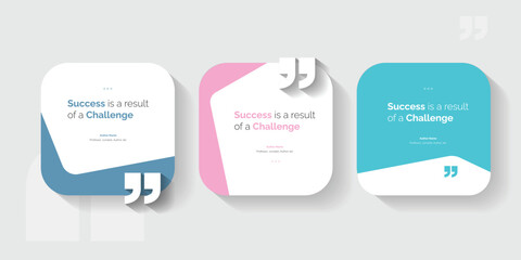 Set Bubble testimonial banner, quote, infographic. Social media post template designs for quotes. Empty speech bubbles, quote bubbles and text box