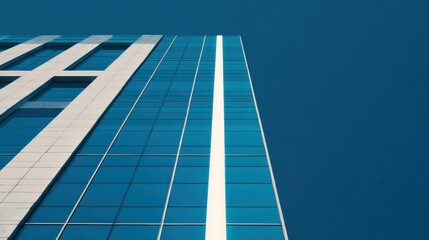 Modern Glass and Concrete Building Against Blue Sky