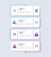 Vertical infographic template with 4 steps or options. Infographic layout for business presentations and reports