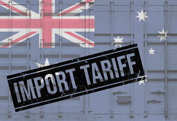 Fototapeta premium Shipping container with Australian national flag overlay