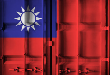Shipping container with Taiwanese national flag overlay