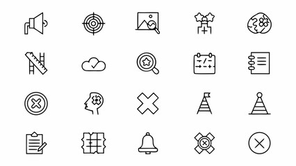 Failure & Mistake Icon Pack – Minimalist Line Art for Business, Education, and Self-Help