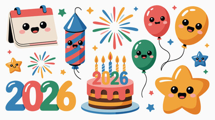 Obraz premium Happy new year 2026 design pack