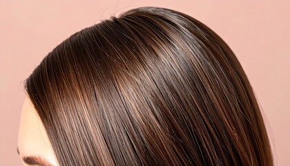 Obraz premium Close-up view of smooth, healthy-looking brown hair.