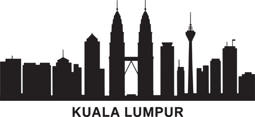 Obraz premium Kuala Lumpur Cityscape Silhouette Vector Illustration Urban Skyline Landmark Travel
