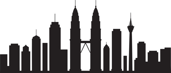 Obraz premium Kuala Lumpur Cityscape Silhouette Vector Illustration Urban Skyline Landmark Travel
