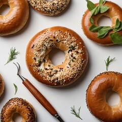 Bagel on white background
