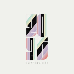 2026 new year typography design in cool tone stepped gradient vertical layout