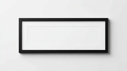 Obraz premium Horizontal Black Picture Frame Mockup with White Mat on a Clean White Wall for Art Display