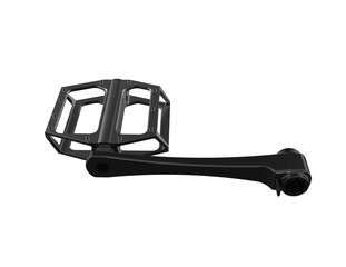 High-Resolution 3D Render: Modern Black Bicycle Flat Pedal with Crank Arm, Isolated on Transparent PNG Background. Perfect for Cycling Accessories, Sports Equipment, and Graphic Design Projects.