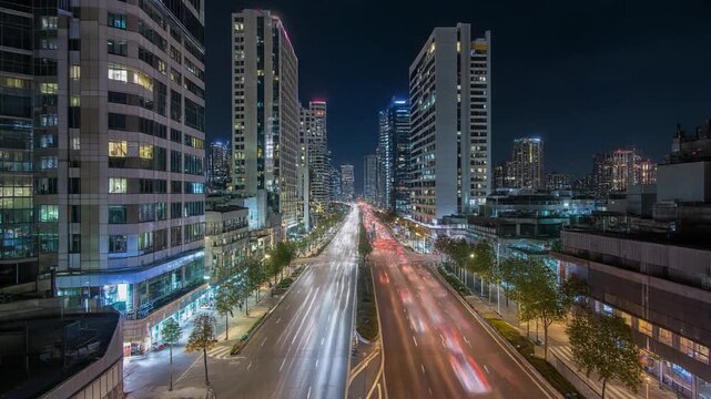 time laps traffic at night