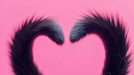A black cat's tail sticks out of a heart shape, ideal for romantic or humorous designs