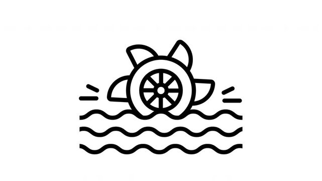 Animated Water Wheel Hydro Power. video