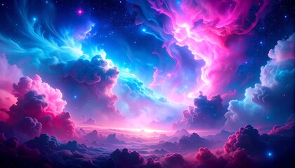 Fototapeta premium Colorful, surreal celestial cloudscape